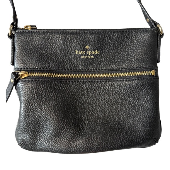 KATE SPADE BLACK “JACKSON” TOP ZIP PEBBLED LEATHER CROSSBODY BAG - Picture 4 of 11